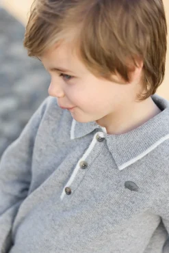 Tartine et Chocolat Pull Gris chiné col pointu| Pulls - Gilets - Sweats