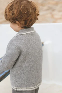 Tartine et Chocolat Pull Gris chiné col pointu| Pulls - Gilets - Sweats