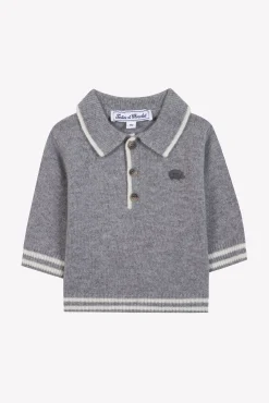 Tartine et Chocolat Pull Gris chiné col pointu| Pulls - Gilets - Sweats