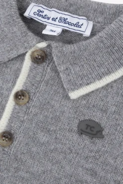 Tartine et Chocolat Pull Gris chiné col pointu| Pulls - Gilets - Sweats