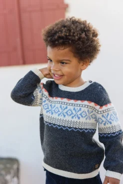 Tartine et Chocolat Pull Gris foncé chiné motif jacquard| Pulls - Gilets - Sweats