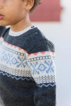 Tartine et Chocolat Pull Gris foncé chiné motif jacquard| Pulls - Gilets - Sweats