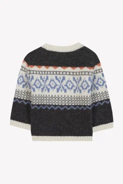 Tartine et Chocolat Pull Gris foncé chiné motif jacquard| Pulls - Gilets - Sweats