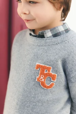 Tartine et Chocolat Pull Gris chiné laine signature TC|Enfant Pulls - Gilets - Sweats