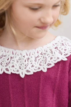 Tartine et Chocolat Pull Magenta col volanté|Enfant Cardigans - Pulls - Sweats