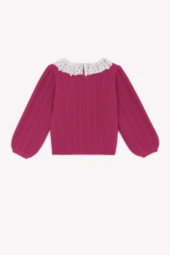 Tartine et Chocolat Pull Magenta col volanté|Enfant Cardigans - Pulls - Sweats