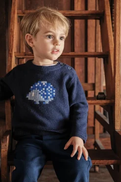 Tartine et Chocolat Pull Marine illustration hérisson pixel| Pulls - Gilets - Sweats