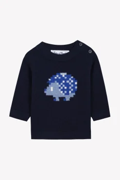 Tartine et Chocolat Pull Marine illustration hérisson pixel| Pulls - Gilets - Sweats