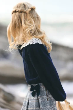 Tartine et Chocolat Pull Marine col volanté|Enfant Cardigans - Pulls - Sweats