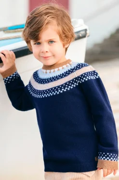 Tartine et Chocolat Pull Marine motif jacquard|Enfant Pulls - Gilets - Sweats