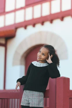 Tartine et Chocolat Pull Noir col volanté|Enfant Cardigans - Pulls - Sweats