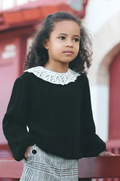 Tartine et Chocolat Pull Noir col volanté|Enfant Cardigans - Pulls - Sweats