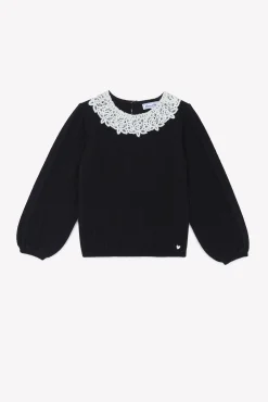 Tartine et Chocolat Pull Noir col volanté|Enfant Cardigans - Pulls - Sweats