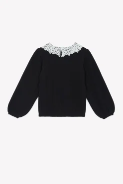 Tartine et Chocolat Pull Noir col volanté|Enfant Cardigans - Pulls - Sweats