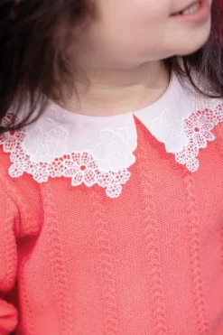 Tartine et Chocolat Pull Praline col broderie anglaise| Cardigans - Pulls - Sweats