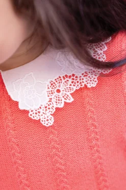 Tartine et Chocolat Pull Praline col broderie anglaise| Cardigans - Pulls - Sweats