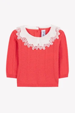 Tartine et Chocolat Pull Praline col broderie anglaise| Cardigans - Pulls - Sweats