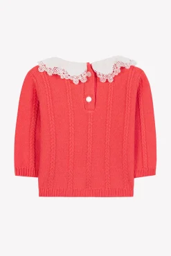 Tartine et Chocolat Pull Praline col broderie anglaise| Cardigans - Pulls - Sweats