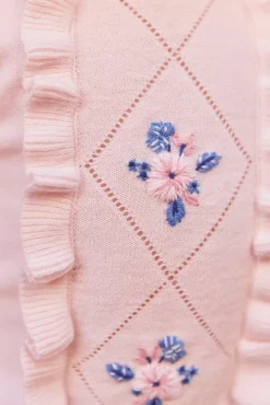 Tartine et Chocolat Pull Rose pâle broderie fleurs| Cardigans - Pulls - Sweats
