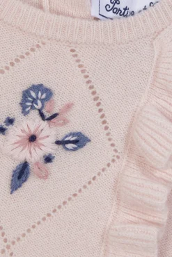 Tartine et Chocolat Pull Rose pâle broderie fleurs| Cardigans - Pulls - Sweats