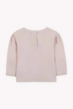 Tartine et Chocolat Pull Rose pâle broderie fleurs| Cardigans - Pulls - Sweats