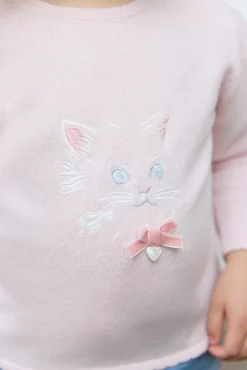Tartine et Chocolat Pull Rose pâle illustration chat| Cardigans - Pulls - Sweats
