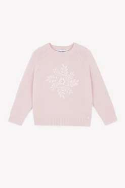 Tartine et Chocolat Pull Rose poudré illustration flocon|Enfant Cardigans - Pulls - Sweats