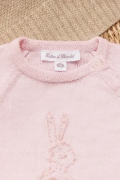 Tartine et Chocolat Pull Rose pâle broderie lapin| Cardigans - Gilets
