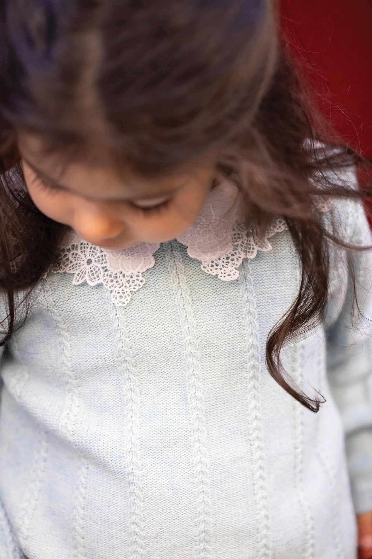 Tartine et Chocolat Pull Vert d'eau col broderie anglaise| Cardigans - Pulls - Sweats