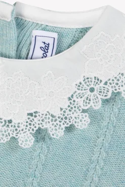 Tartine et Chocolat Pull Vert d'eau col broderie anglaise| Cardigans - Pulls - Sweats
