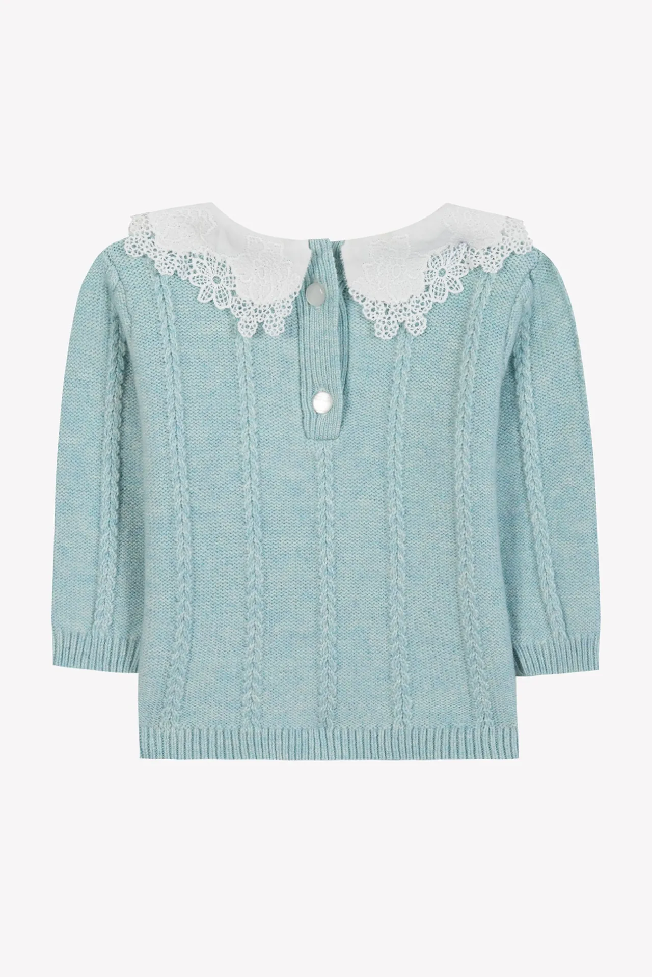 Tartine et Chocolat Pull Vert d'eau col broderie anglaise| Cardigans - Pulls - Sweats