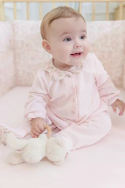 Tartine et Chocolat Pyjama Velours rose pâle imprimé fleuri jardin hivernal| Jardin Hivernal|Pyjamas - Bonnets