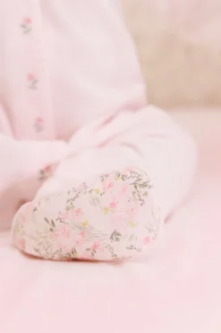 Tartine et Chocolat Pyjama Velours rose pâle imprimé fleuri jardin hivernal| Jardin Hivernal|Pyjamas - Bonnets