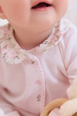 Tartine et Chocolat Pyjama Velours rose pâle imprimé fleuri jardin hivernal| Jardin Hivernal|Pyjamas - Bonnets