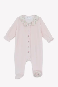 Tartine et Chocolat Pyjama Velours rose pâle imprimé fleuri jardin hivernal| Jardin Hivernal|Pyjamas - Bonnets