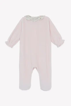 Tartine et Chocolat Pyjama Velours rose pâle imprimé fleuri jardin hivernal| Jardin Hivernal|Pyjamas - Bonnets