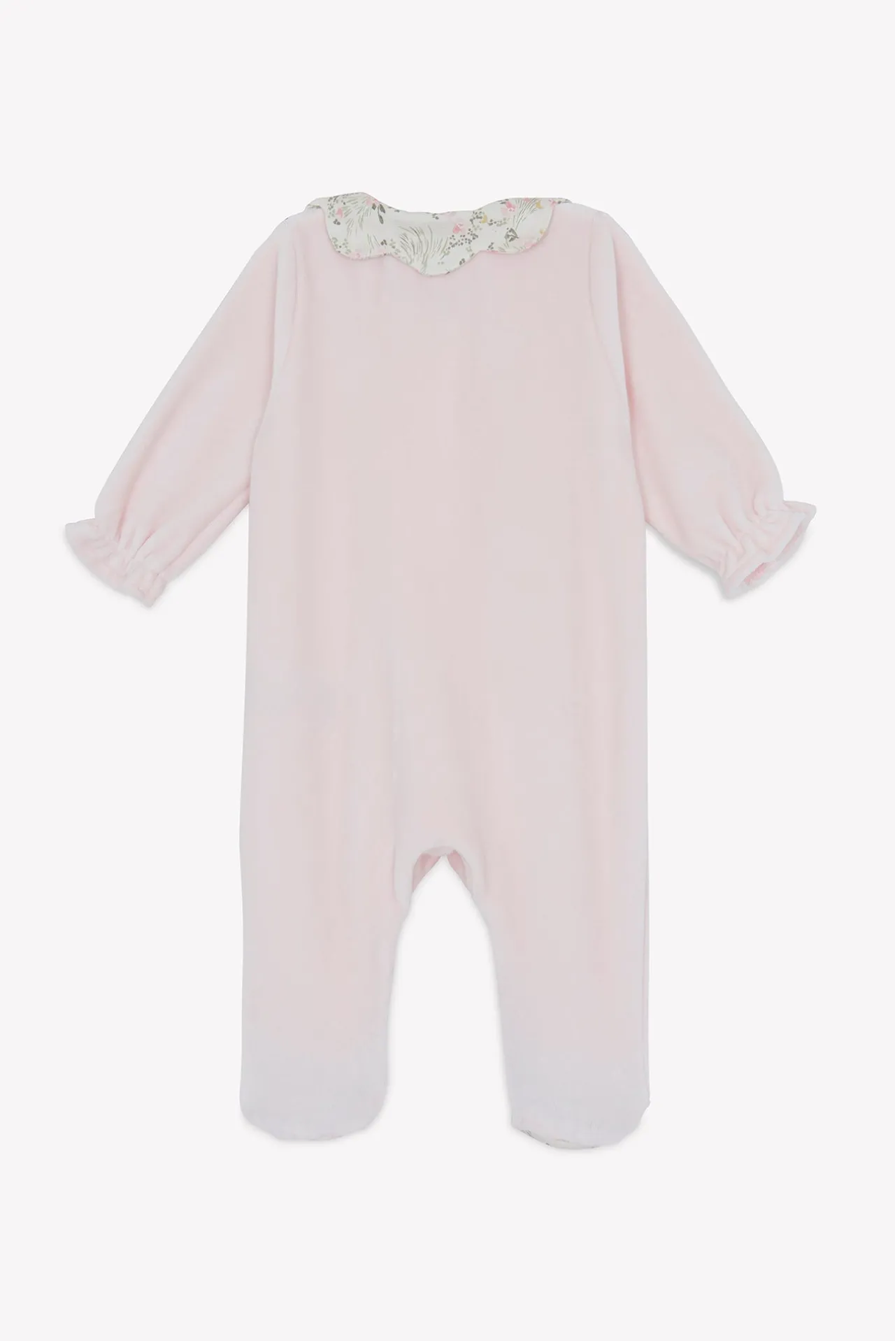 Tartine et Chocolat Pyjama Velours rose pâle imprimé fleuri jardin hivernal| Jardin Hivernal|Pyjamas - Bonnets