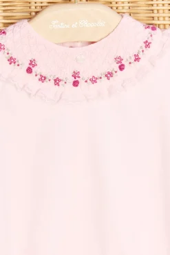 Tartine et Chocolat Pyjama Rose pâle col broderies fleurs| Pyjamas|Pyjamas