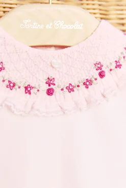 Tartine et Chocolat Pyjama Rose pâle col broderies fleurs| Pyjamas|Pyjamas