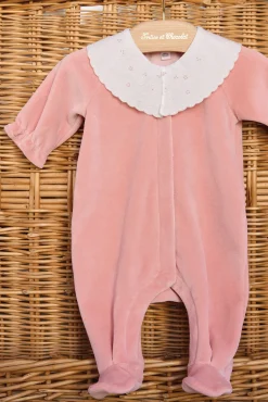 Tartine et Chocolat Pyjama Pêche velours broderies| Pyjamas|Pyjamas