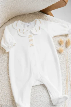Tartine et Chocolat Pyjama Ecru velours nœuds| Pyjamas|Pyjamas
