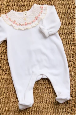 Tartine et Chocolat Pyjama Blanc col broderies fleurs| Pyjamas|Pyjamas