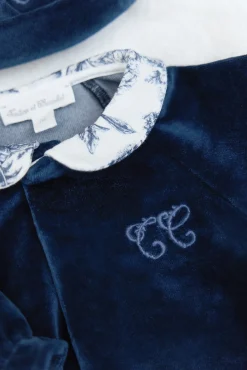 Tartine et Chocolat Pyjama Bleu velours imprimé inspiration toile de jouy| Toile De Jouy Bleu|Pyjamas - Bonnets