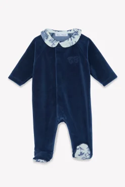 Tartine et Chocolat Pyjama Bleu velours imprimé inspiration toile de jouy| Toile De Jouy Bleu|Pyjamas - Bonnets
