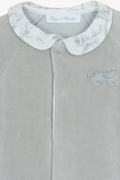 Tartine et Chocolat Pyjama Gris en velours imprimé inspiration toile de jouy| Toile De Jouy Gris|Pyjamas - Bonnets