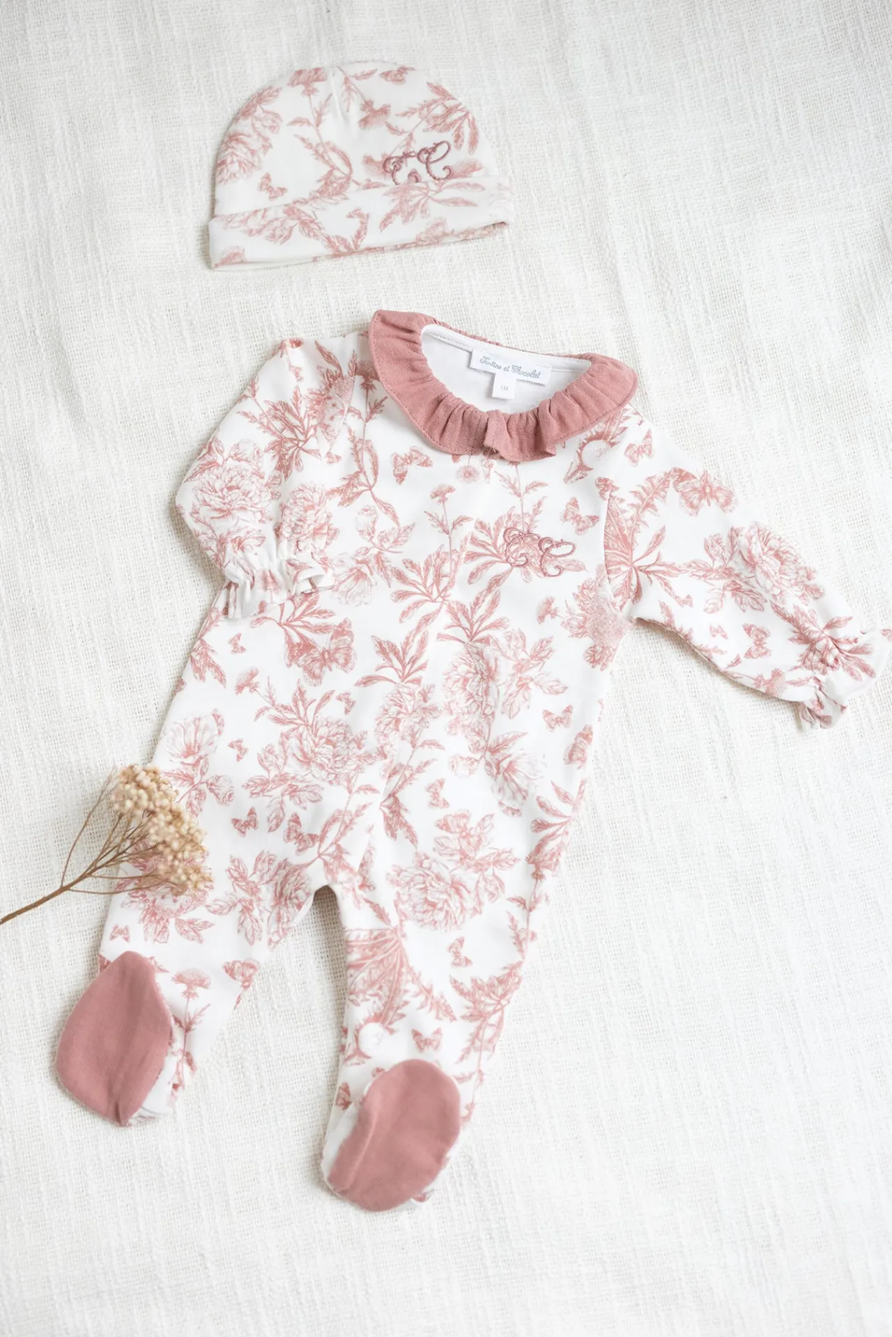 Tartine et Chocolat Pyjama Imprimé inspiration Toile de Jouy| Toile De Jouy Rose|Pyjamas - Bonnets