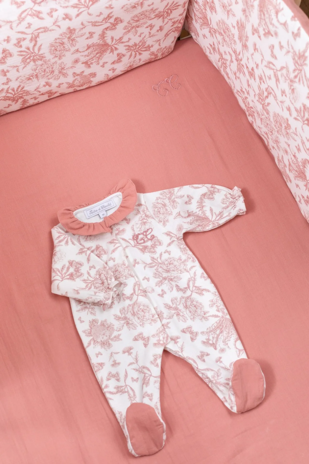 Tartine et Chocolat Pyjama Imprimé inspiration Toile de Jouy| Toile De Jouy Rose|Pyjamas - Bonnets