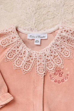 Tartine et Chocolat Pyjama Pêche velours col dentelle| Pyjamas|Pyjamas