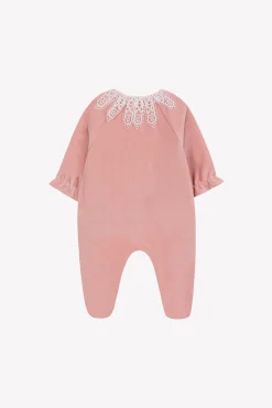 Tartine et Chocolat Pyjama Pêche velours col dentelle| Pyjamas|Pyjamas