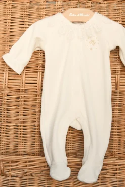 Tartine et Chocolat Pyjama Ecru col velours dentelle| Pyjamas|Pyjamas
